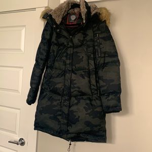 Vince Camuto Down Faux Fur Puffer - army, small